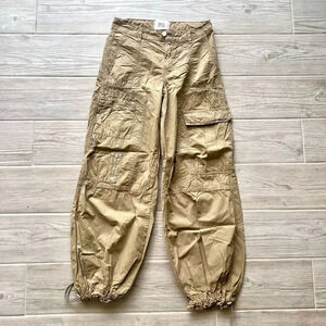 BDG Women's Beige Cotton Full Length‎ Solid Jogger Cargo Pants Size XS